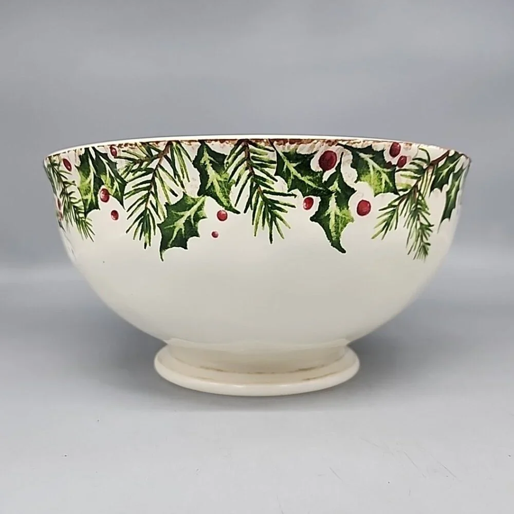 Pier 1 Winters Wonder Serving Bowl 8 1/2” Ceramic Christmas Excellent Condition